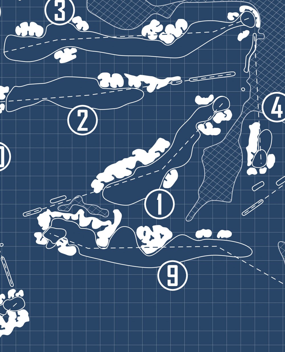 Old Memorial Golf Club Blueprint (Print)