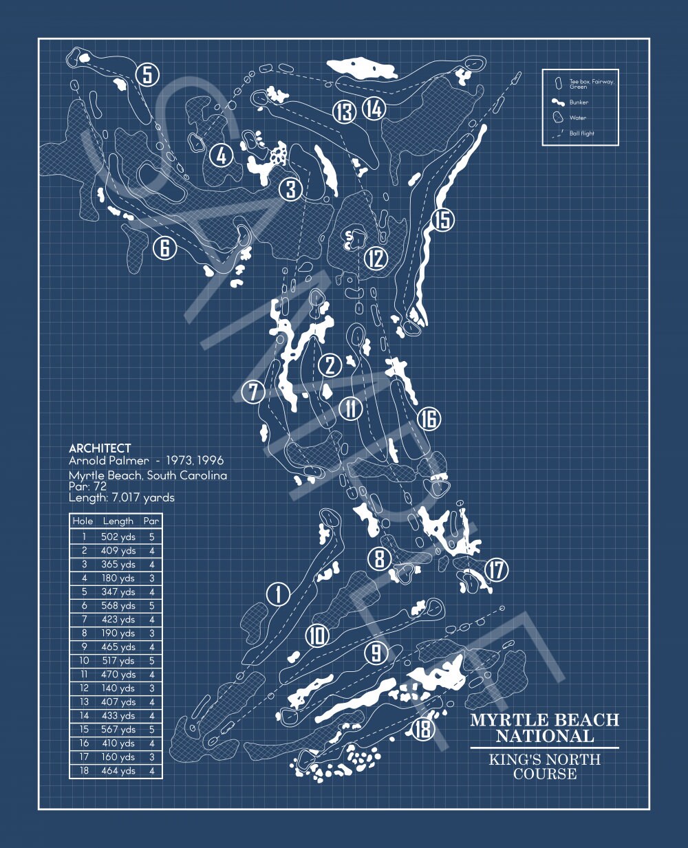 Myrtle Beach National King's North Course Blueprint (Print)