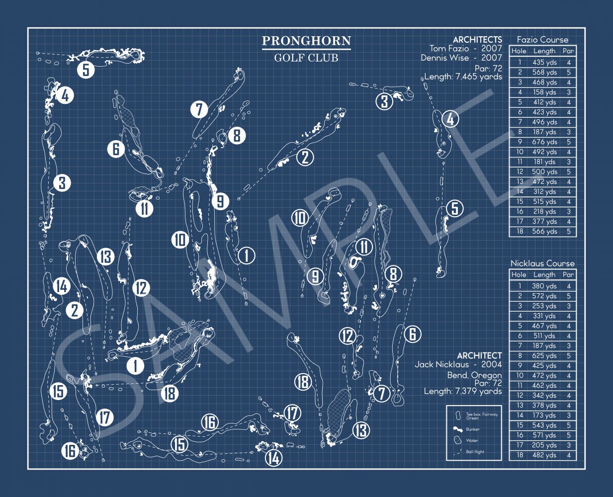 Pronghorn Golf Club Blueprint (Print)
