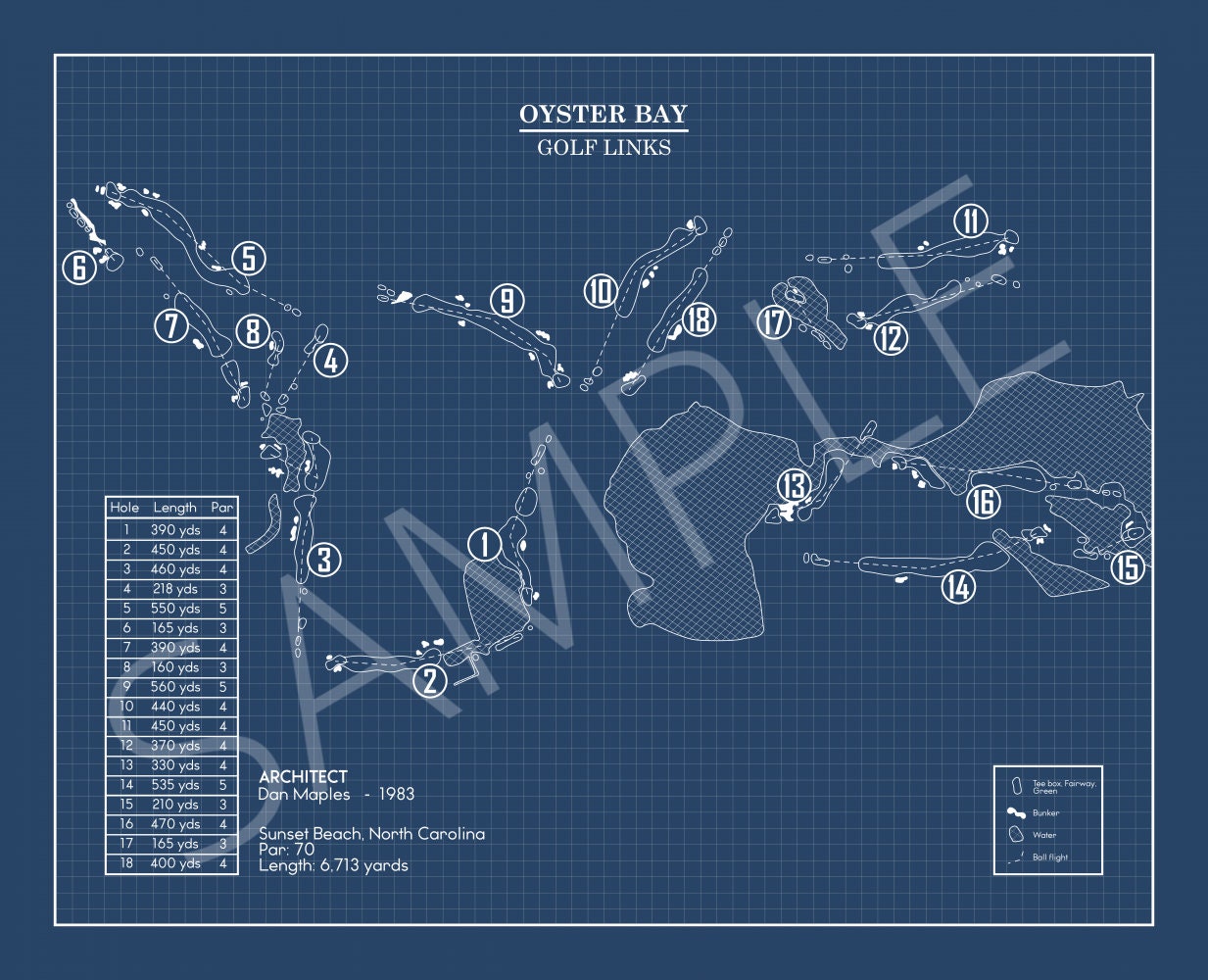 Oyster Bay Golf Links Blueprint (Print)