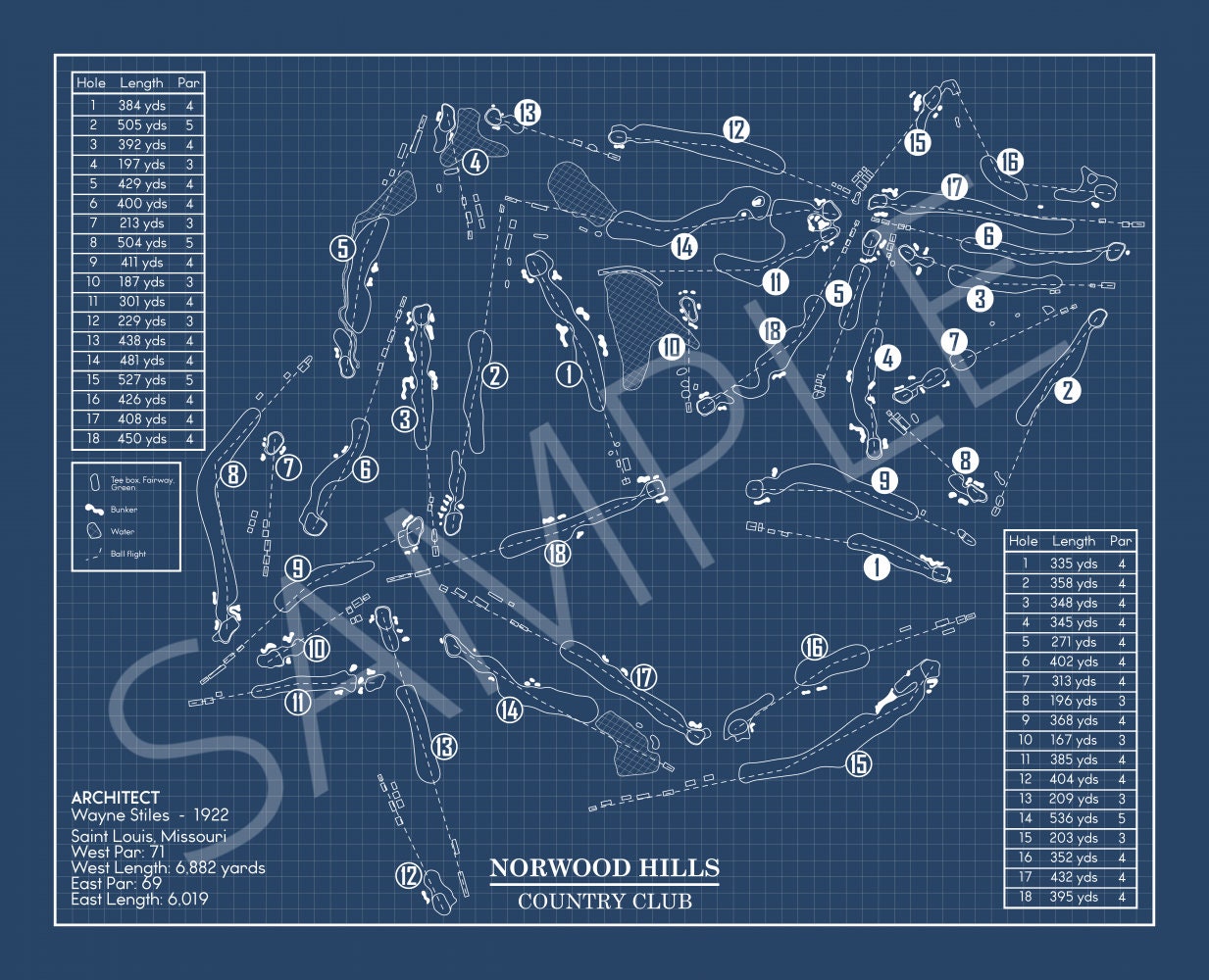 Norwood Hills Country Club Blueprint (Print)