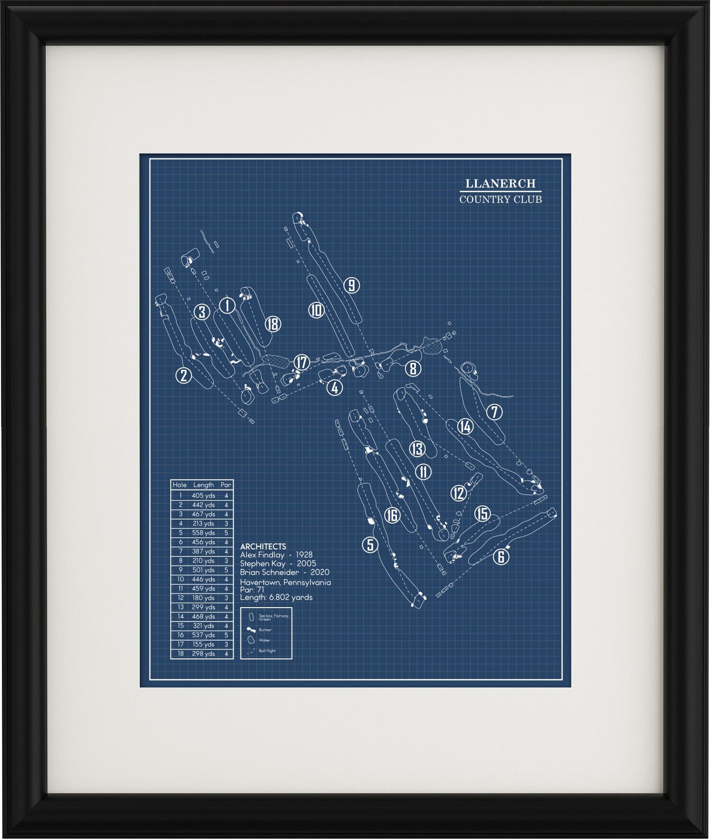 Llanerch Country Club Blueprint (Print)