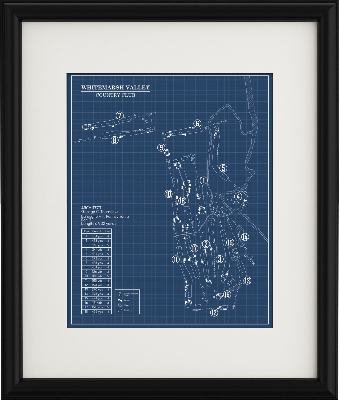 Whitemarsh Valley Country Club Blueprint (Print)