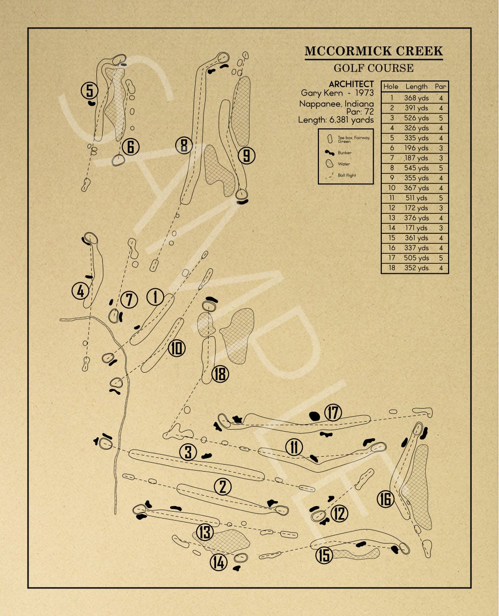 McCormick Creek Golf Course Outline (Print)