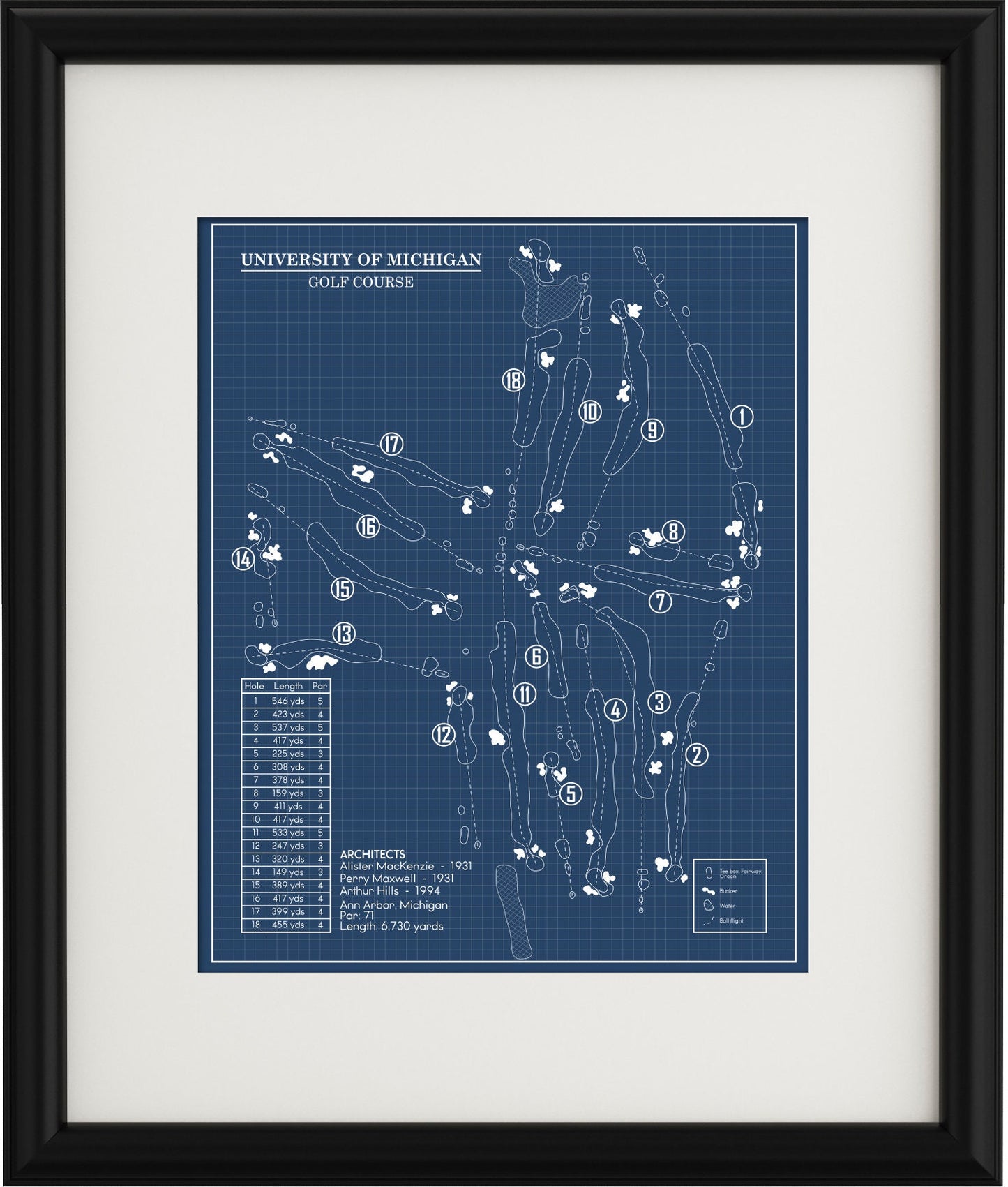 University of Michigan Golf Course Blueprint (Print)