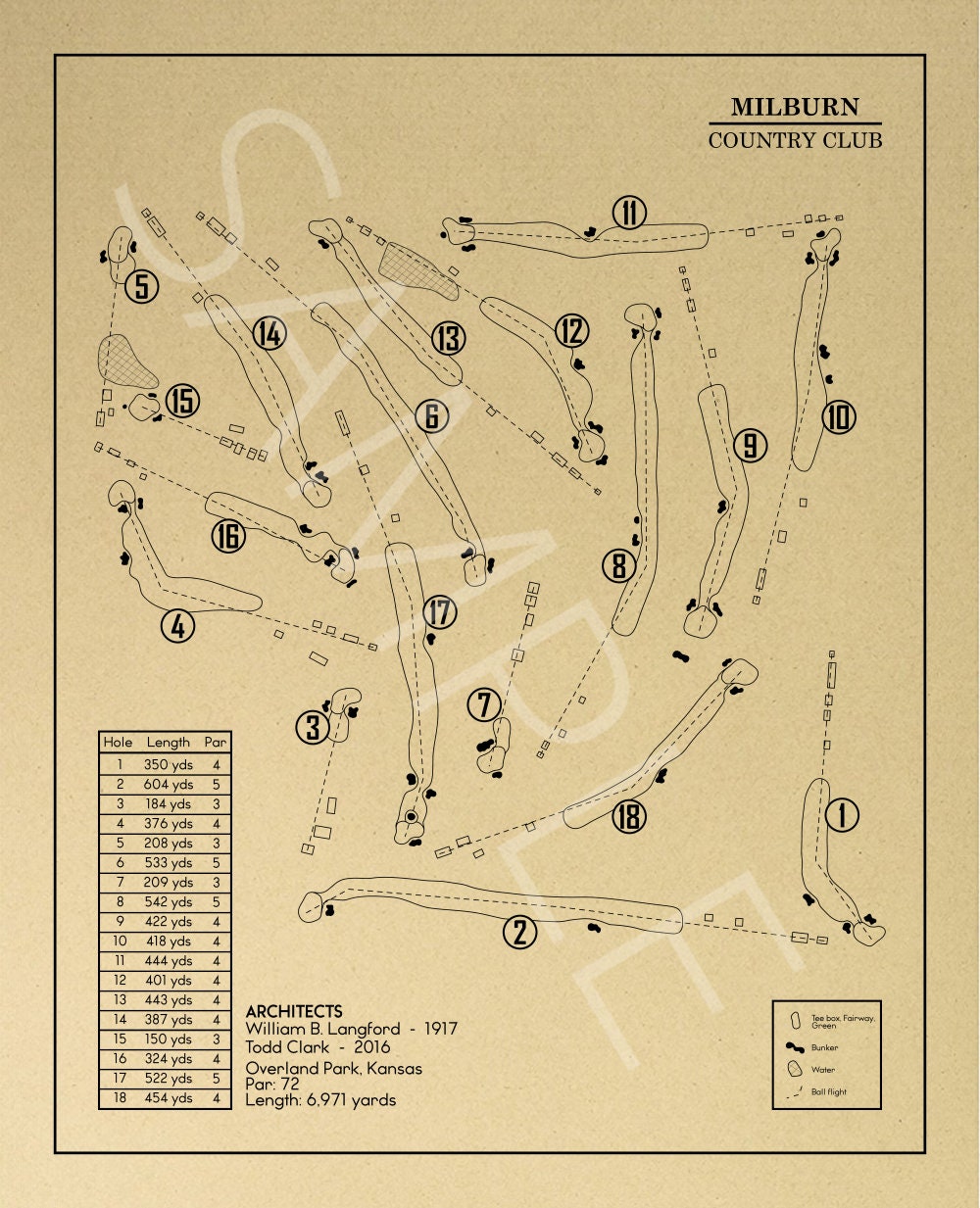 Milburn Country Club Outline (Print)