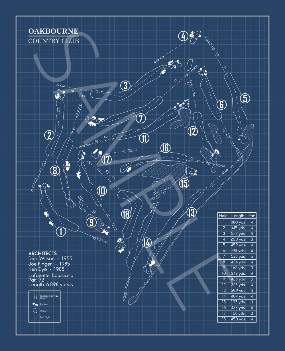 Oakbourne Country Club Blueprint (Print)