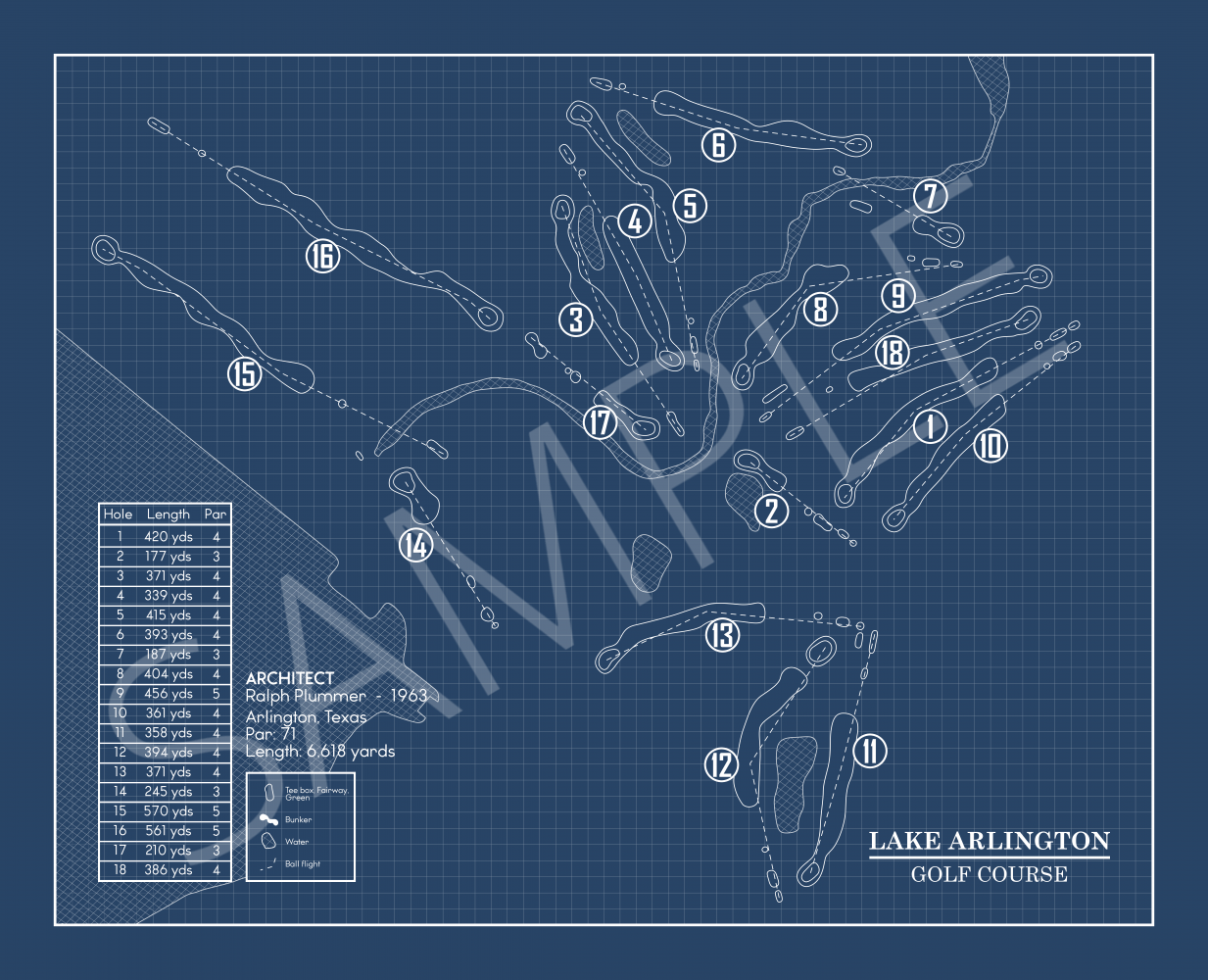Lake Arlington Golf Course Blueprint (Print)