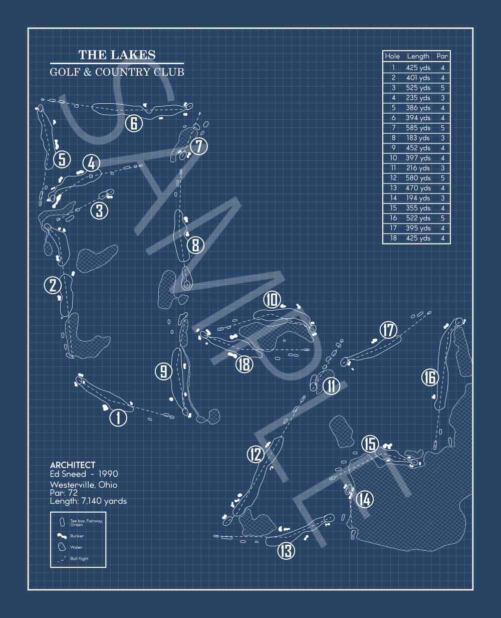 The Lakes Golf & Country Club Blueprint (Print)