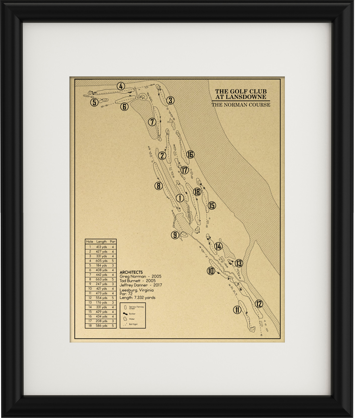 The Golf Club At Lansdowne The Norman Course Outline Print the-golf-club-at-lansdowne-the-norman-course-outline-print