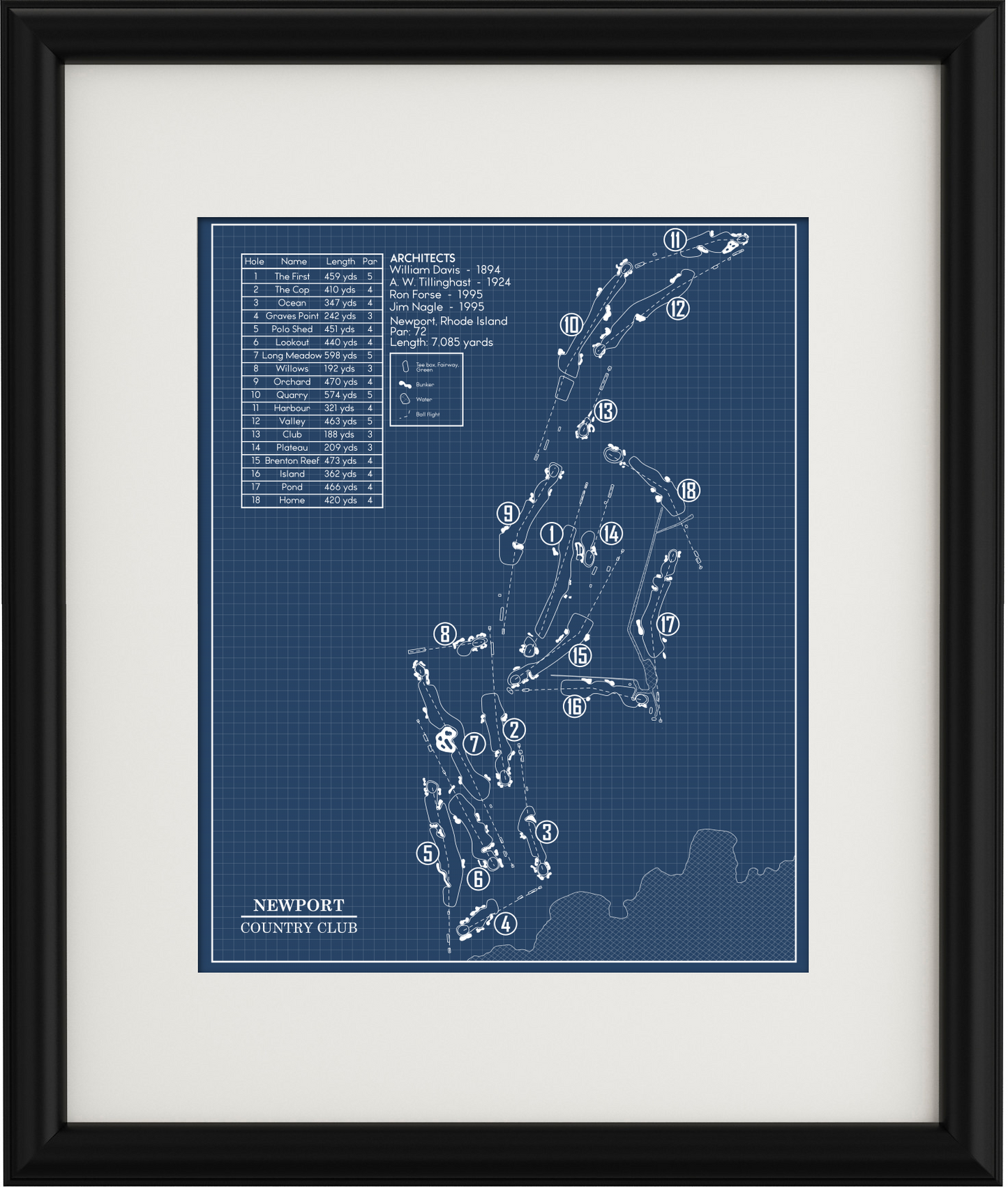 Newport Country Club Blueprint (Print)