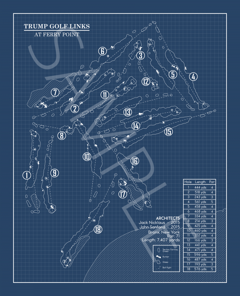Trump Golf Links at Ferry Point Blueprint (Print)