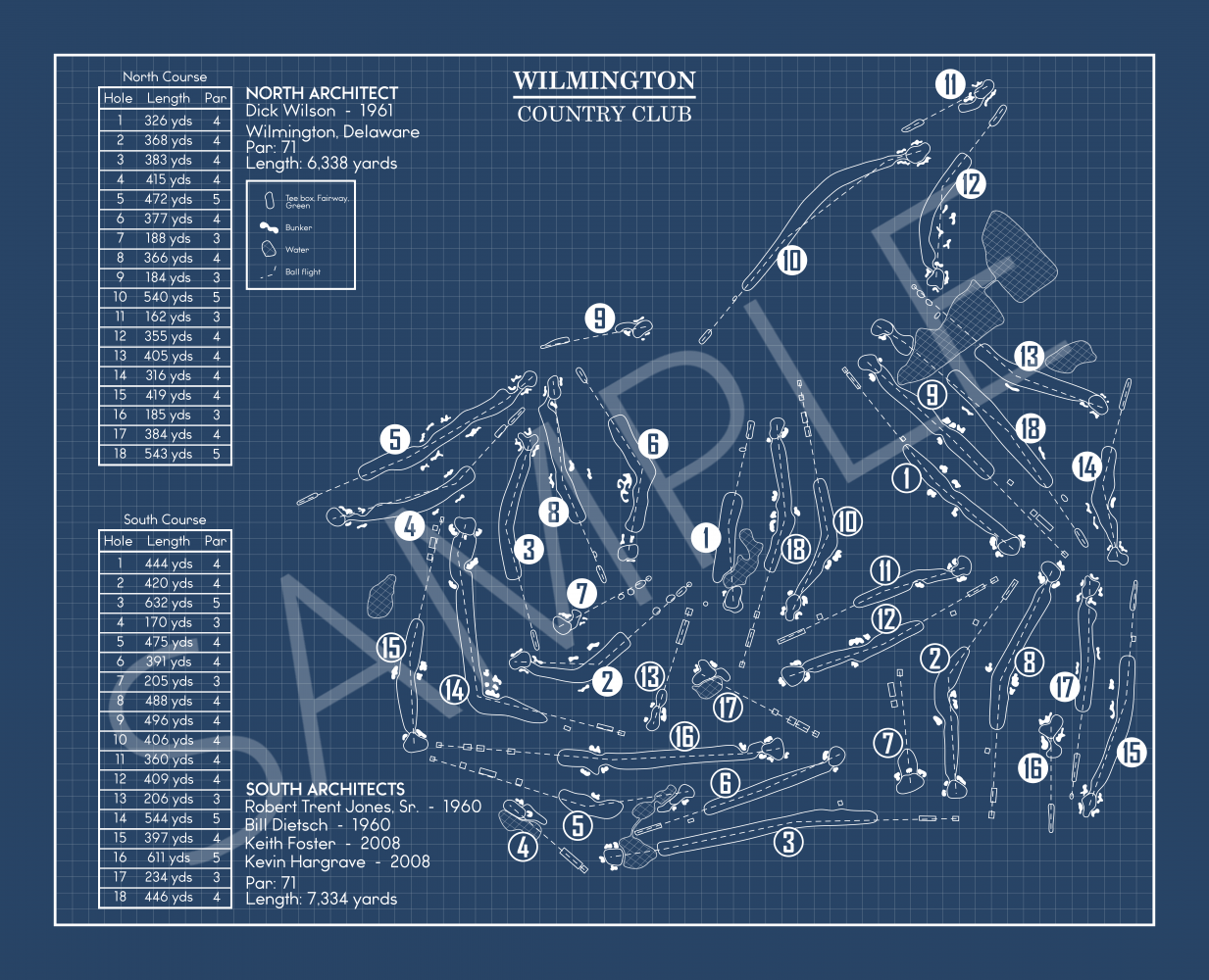Wilmington Country Club Blueprint (Print)