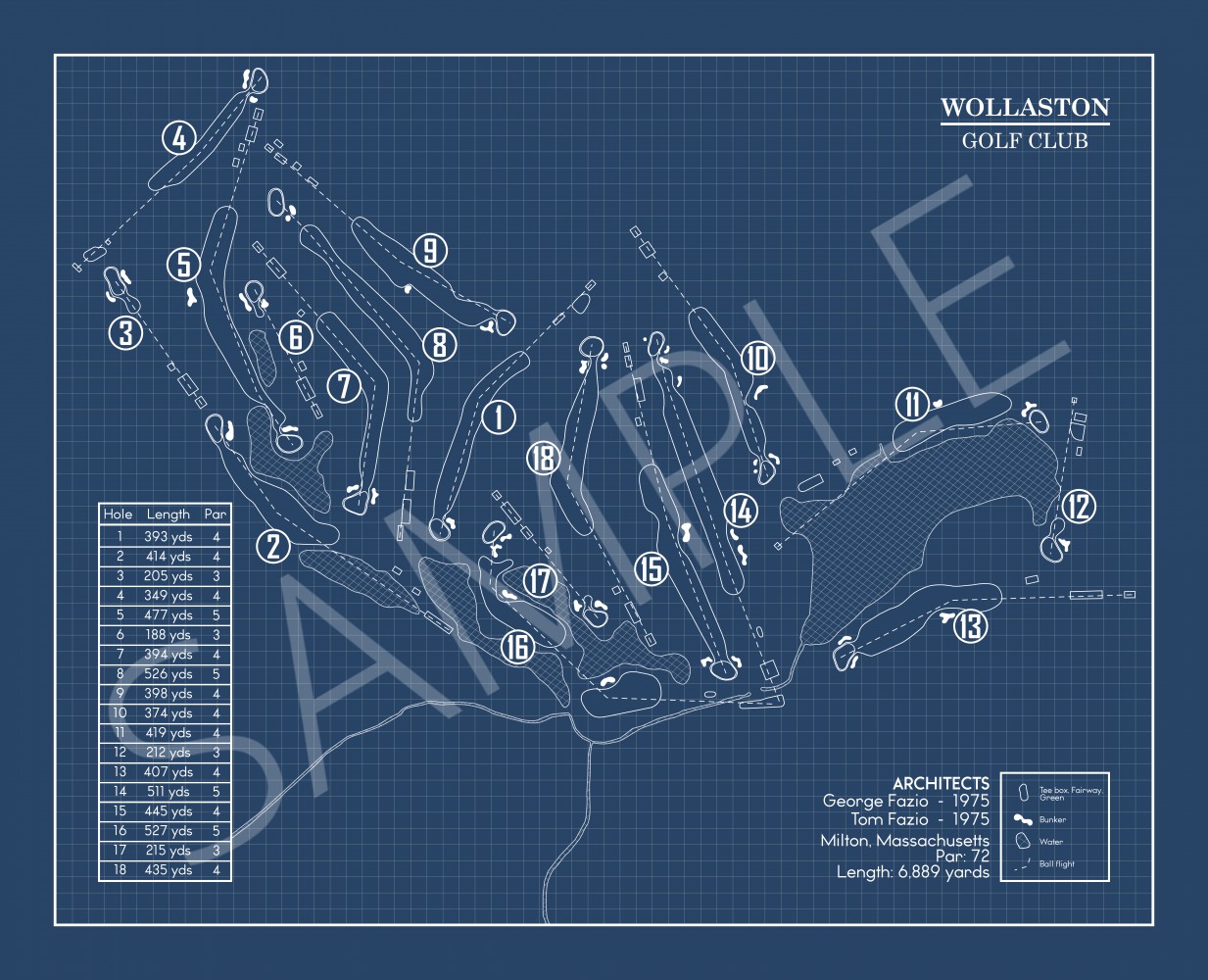 Wollaston Golf Club Blueprint (Print)