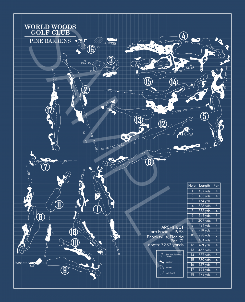 Pine Barrens at Wild Woods Golf Club Blueprint (Print)