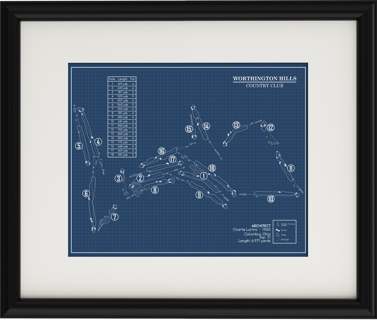 Worthington Hills Country Club Blueprint (Print)