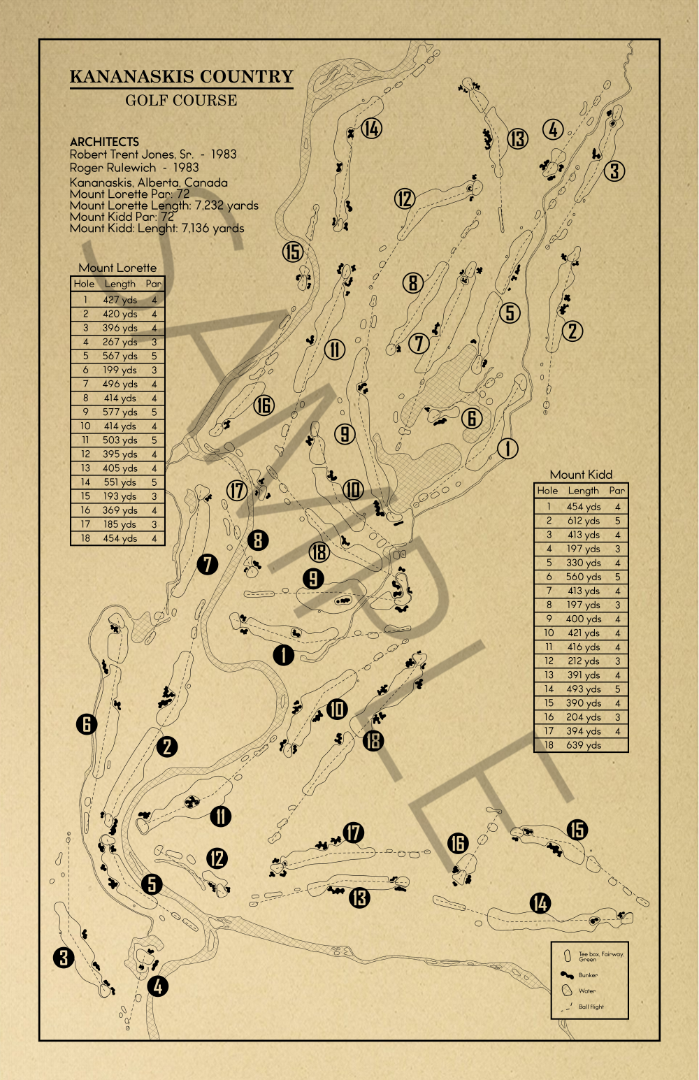 Kananaskis Country Golf Course Outline (Print)