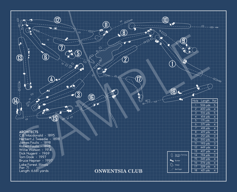 Onwentsia Club Blueprint (Print) GolfBlueprints