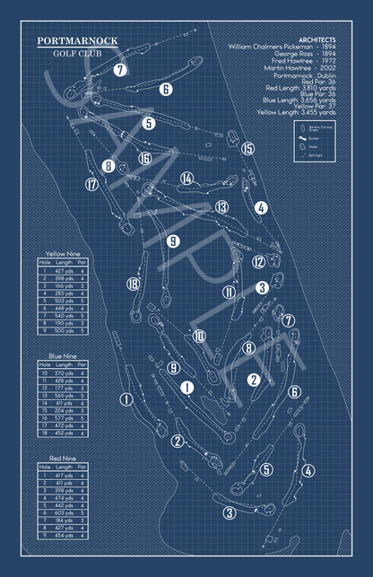 Portmarnock Golf Club Blueprint (Print)