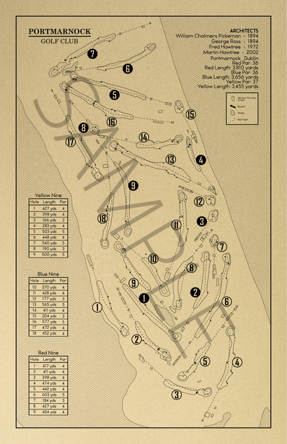 Portmarnock Golf Club Outline (Print)