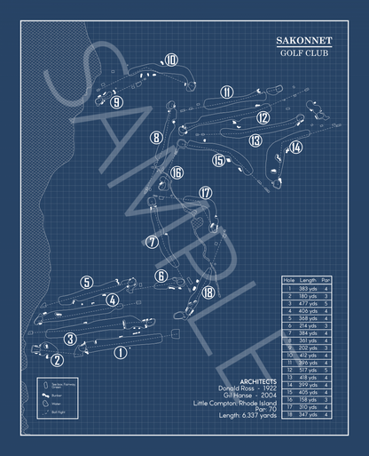 Sakannet Golf Club Blueprint (Print)