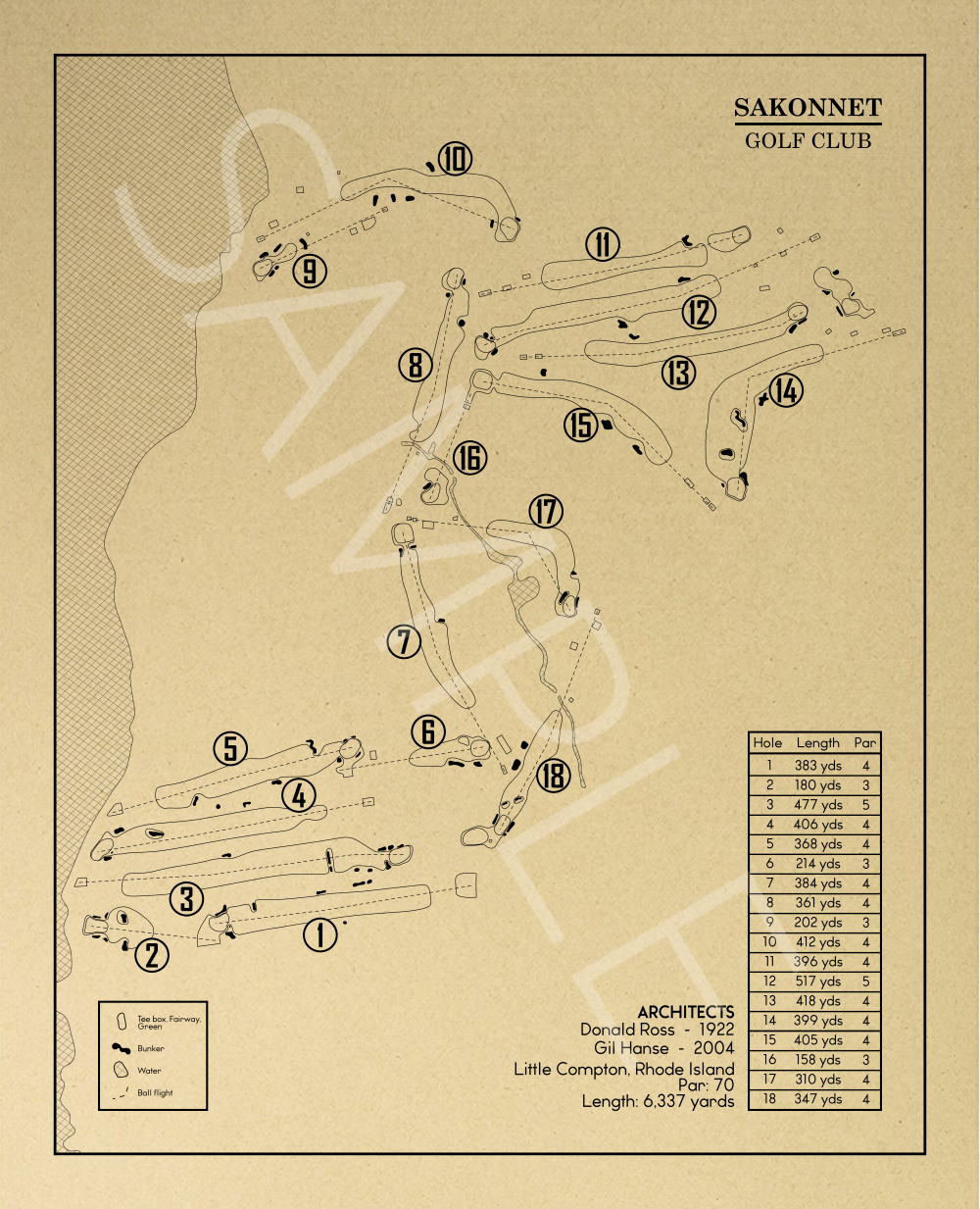 Sakannet Golf Club Outline (Print)