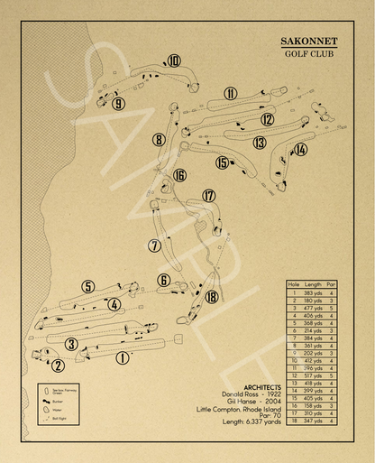 Sakannet Golf Club Outline (Print)