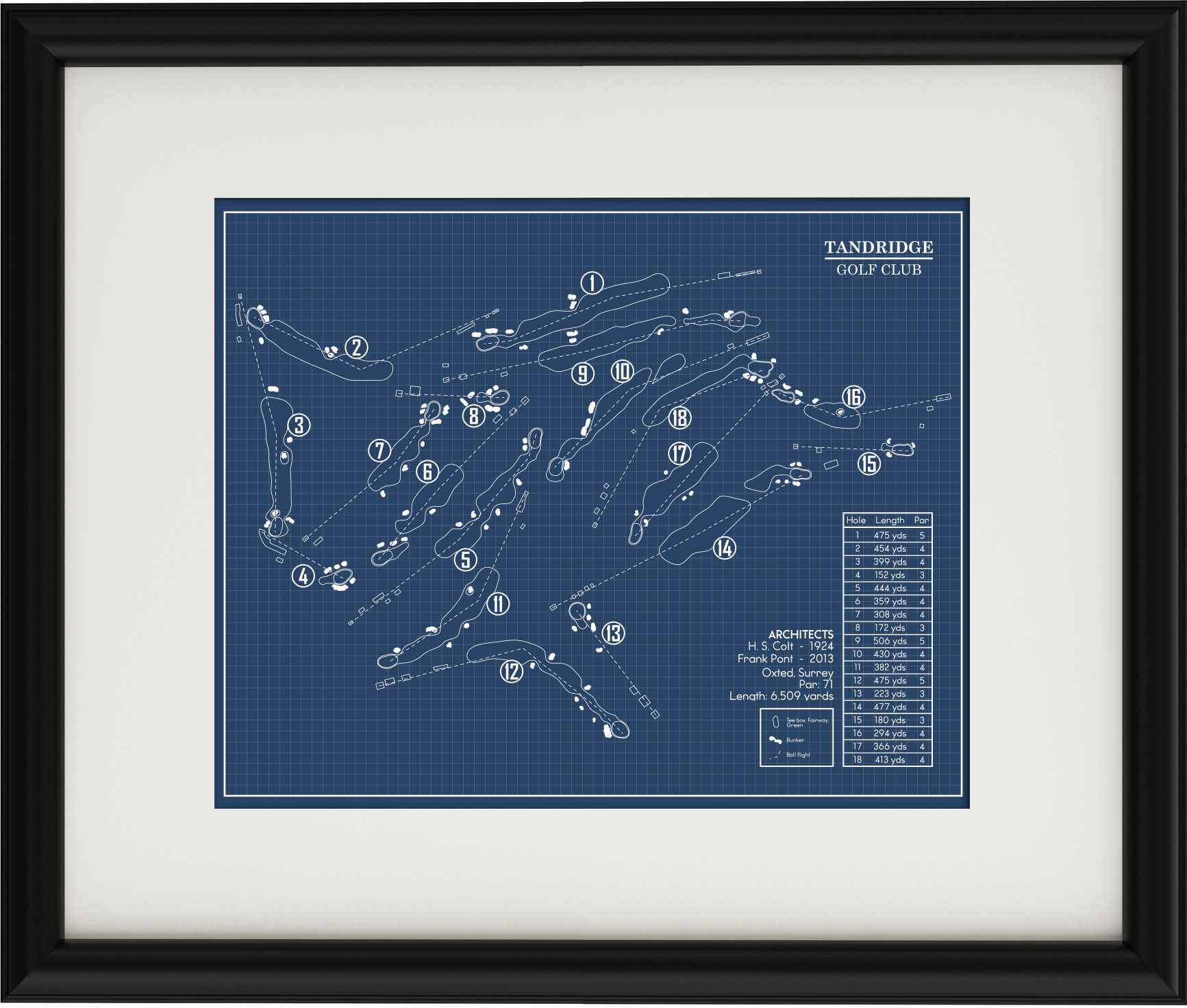 Blue Rant Frame Tandridge Golf Club Blueprint (Print) – GolfBlueprints