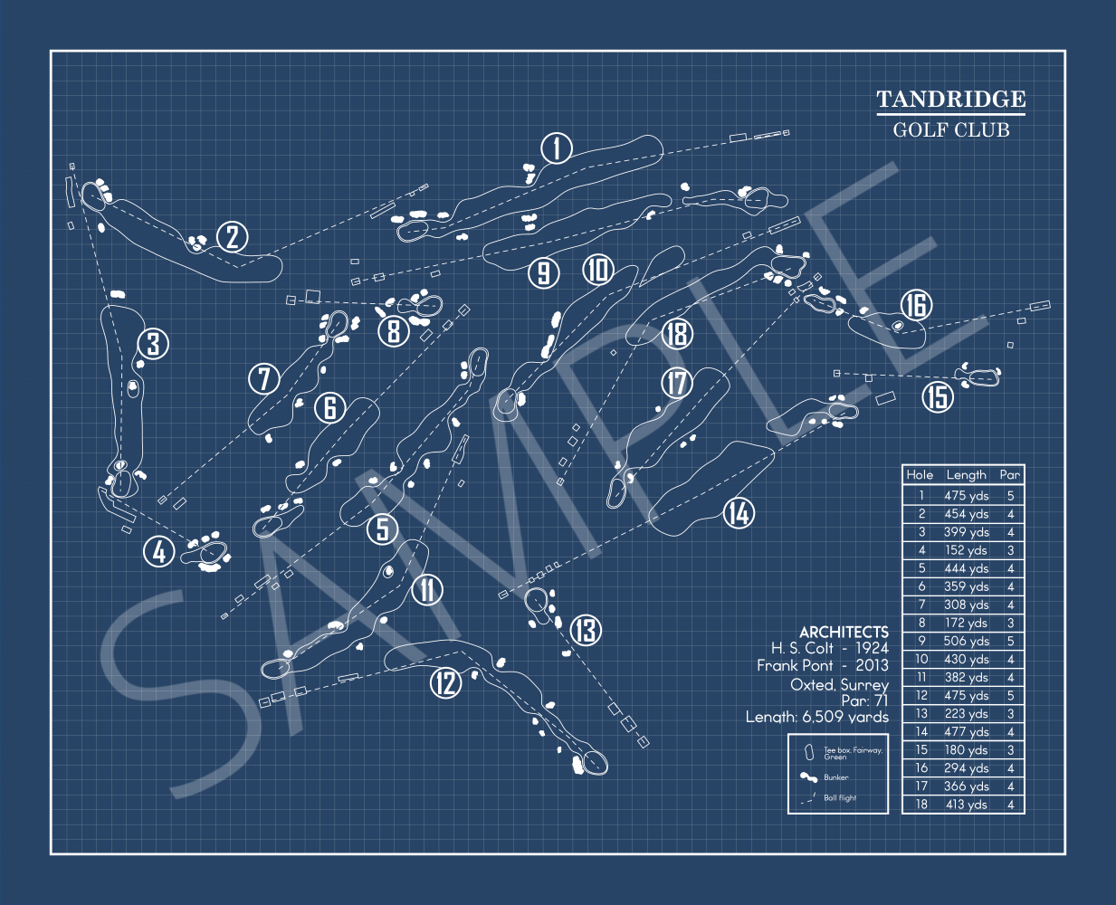 Tandridge Golf Club Blueprint (Print)