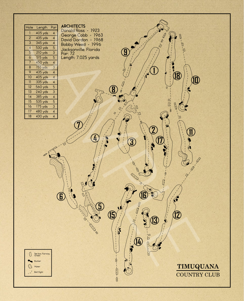 Timuquana Country Club Outline (Print)