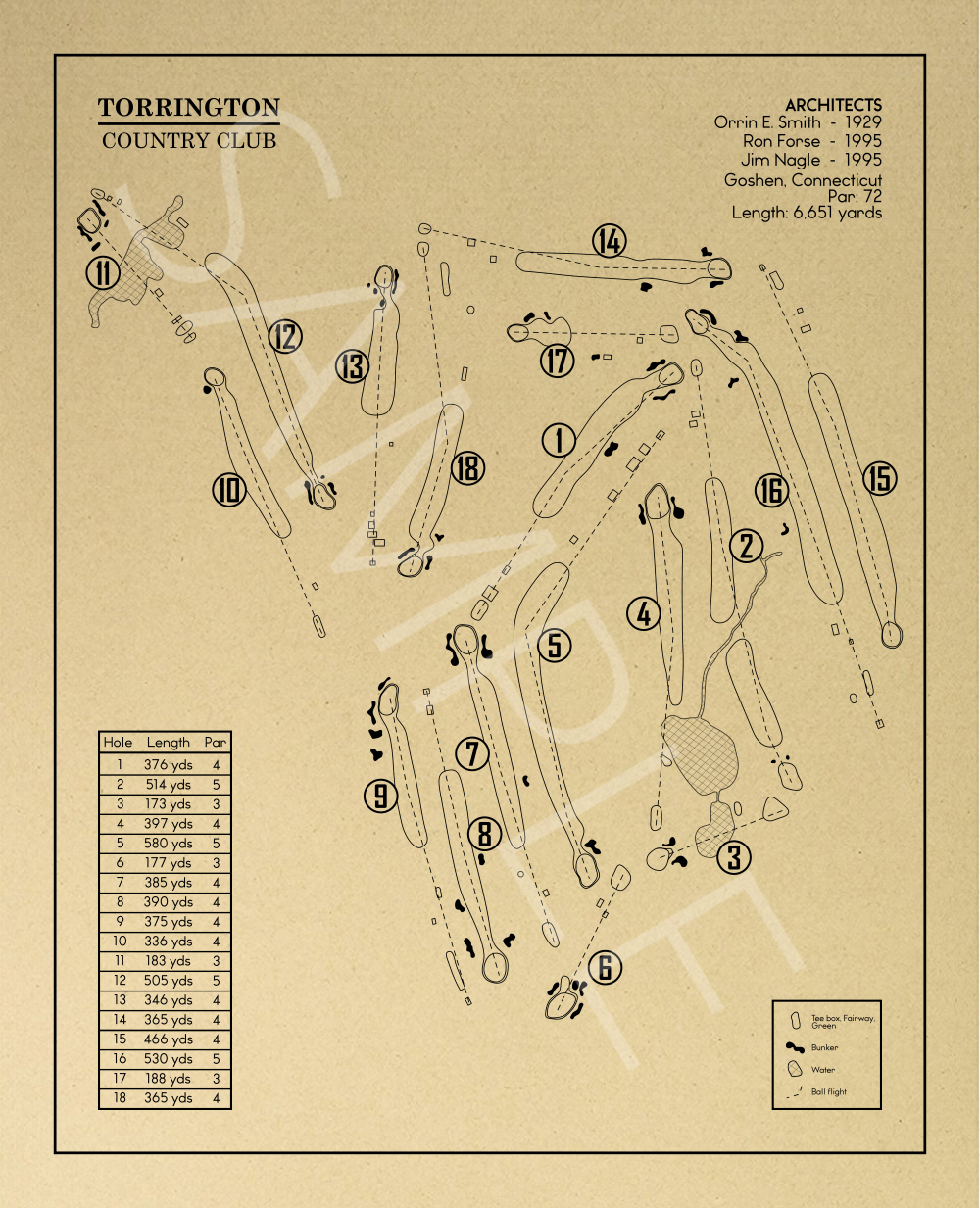 Torrington Country Club Outline (Print)