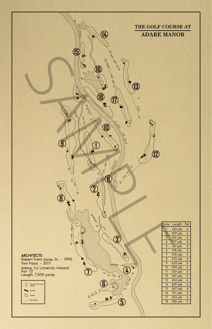 The Golf Course at Adare Manor Outline (Print)
