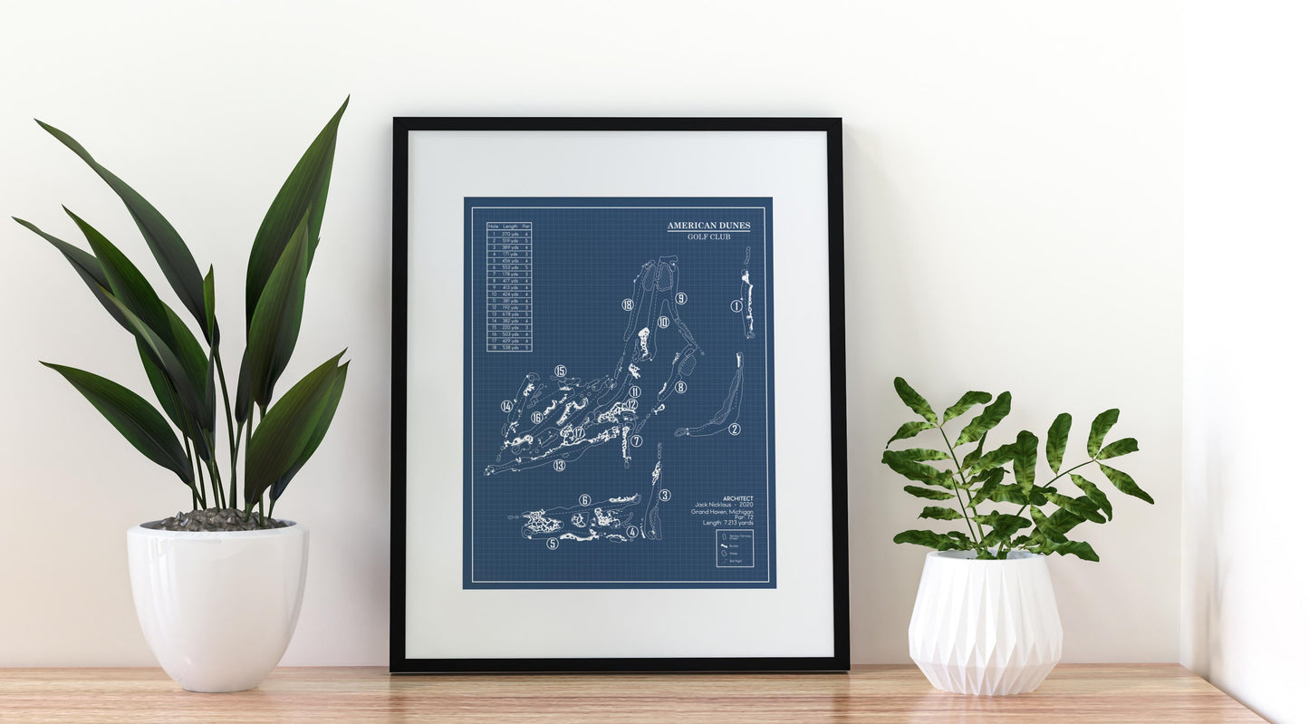 American Dunes Golf Club Blueprint (Print)