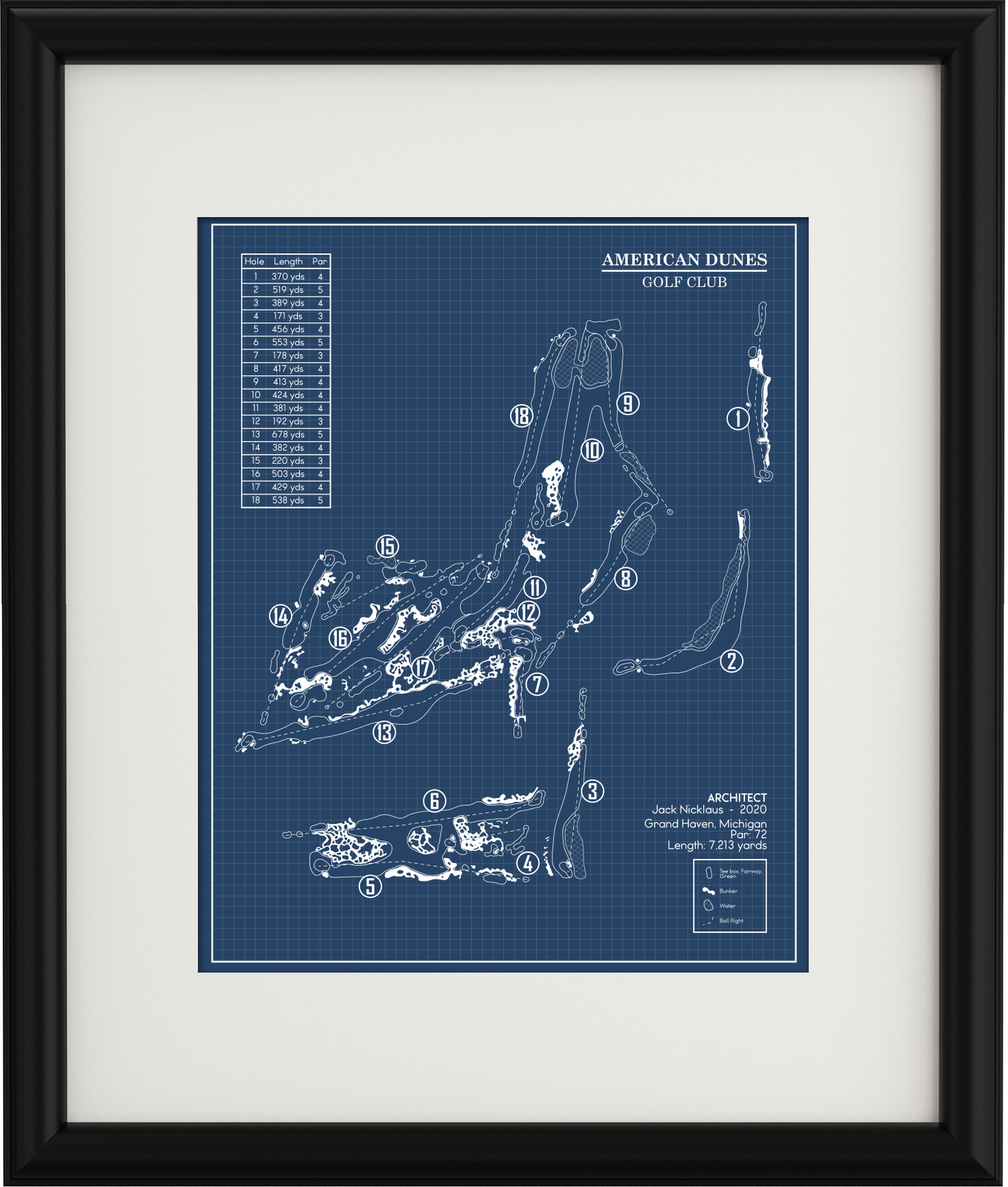 American Dunes Golf Club Blueprint (Print)