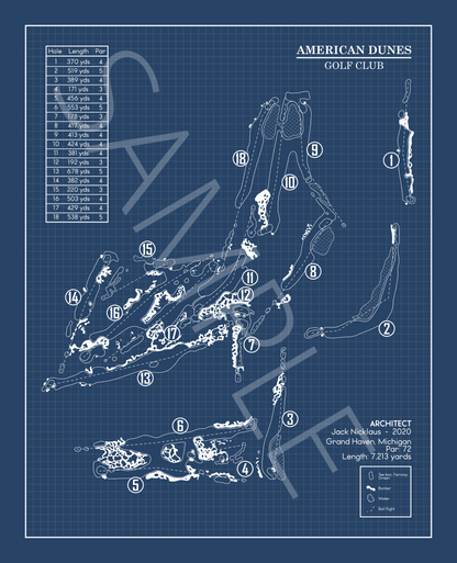 American Dunes Golf Club Blueprint (Print)
