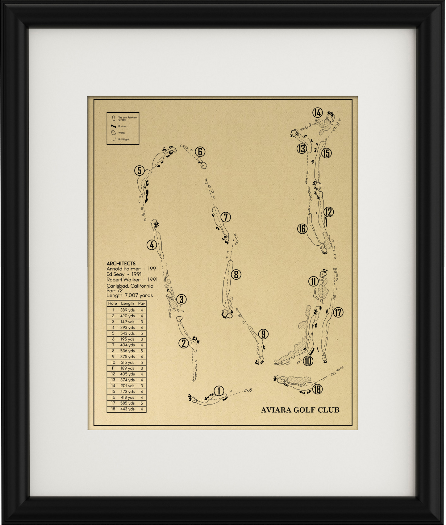 Aviara Golf Club Outline (Print)