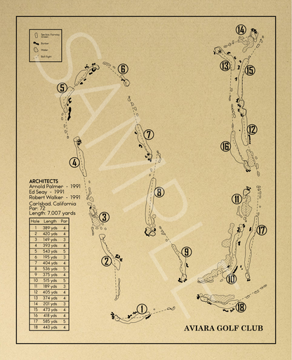 Aviara Golf Club Outline (Print)