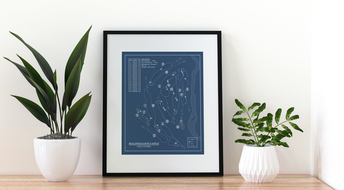 Ballindalloch Castle Golf Course Blueprint (Print)