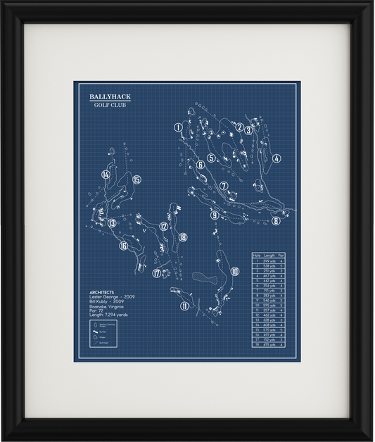 Ballyhack Golf Club Blueprint (Print)
