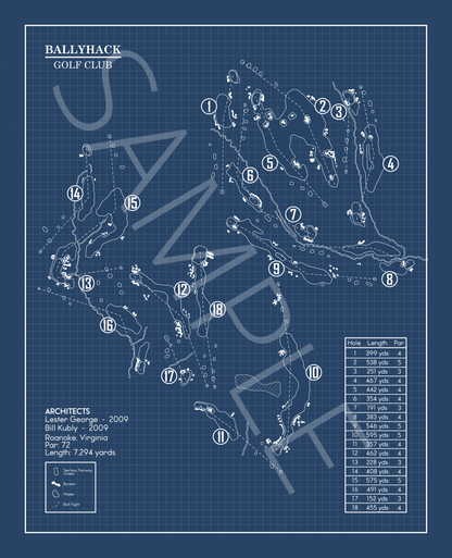 Ballyhack Golf Club Blueprint (Print)