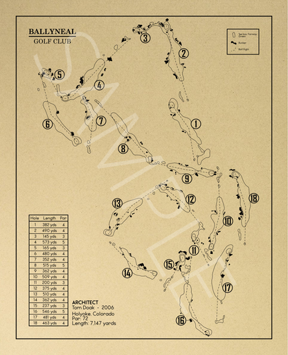 Ballyneal Golf Club Outline (Print)