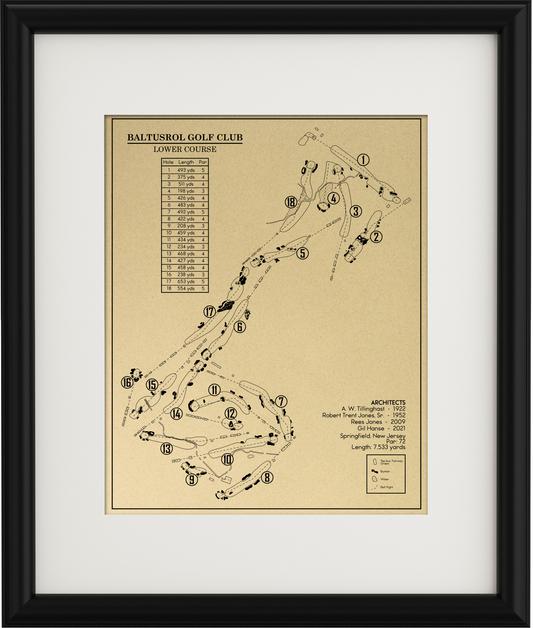 Baltusrol Golf Club Lower Course Outline (Print)