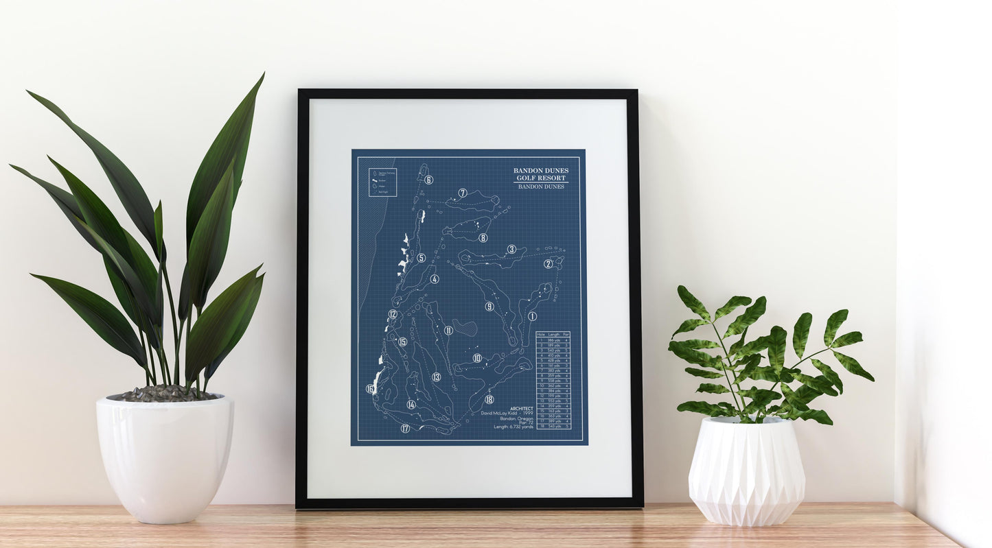 Bandon Dunes Golf Course Blueprint (Print)