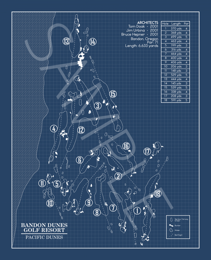 Pacific Dunes at Bandon Dunes Blueprint (Print)