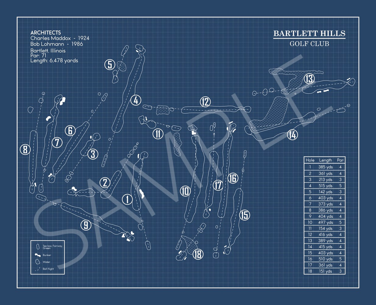 Bartlett Hills Golf Club Blueprint (Print)
