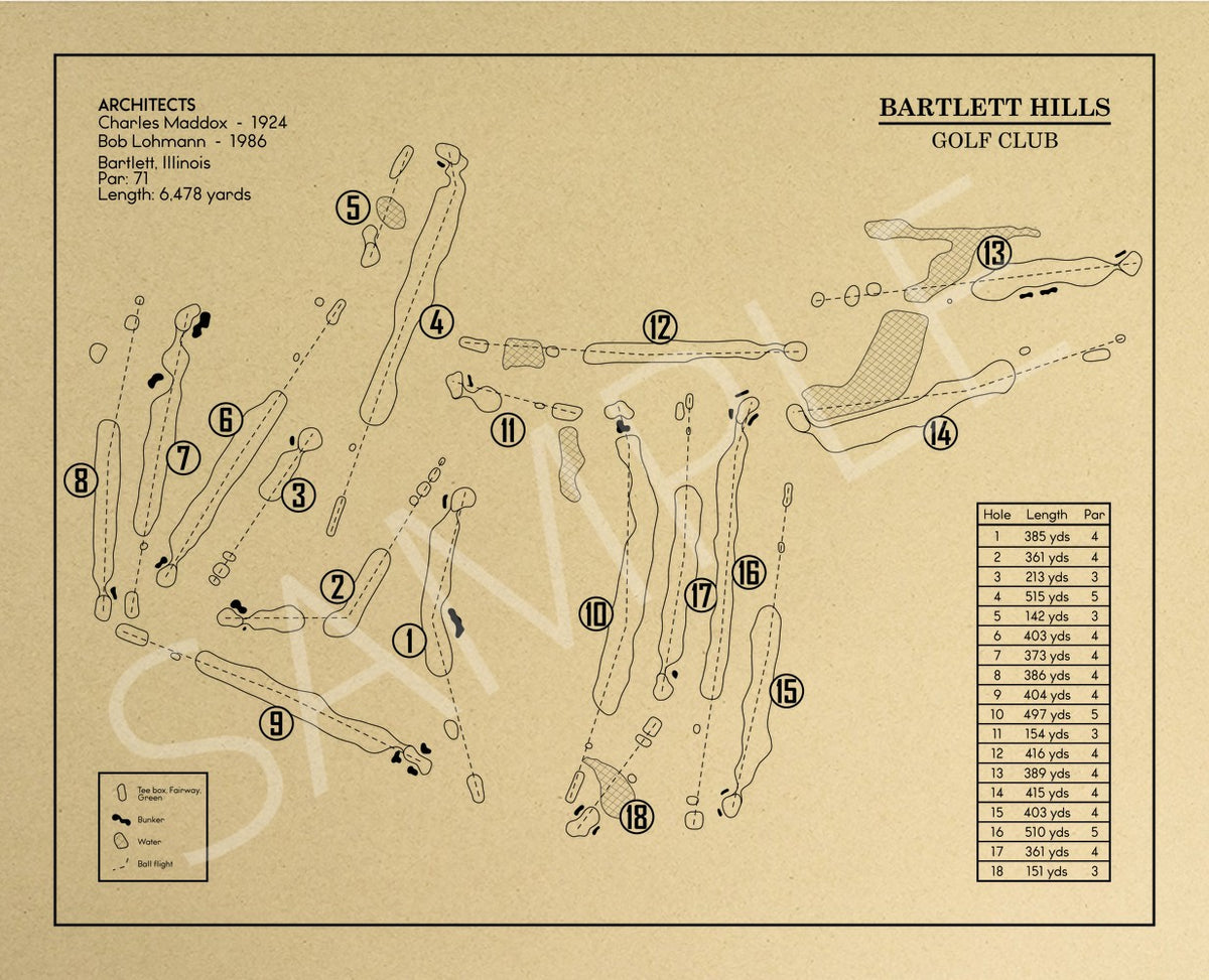 Bartlett Hills Golf Club Outline (Print)