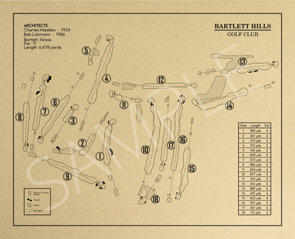 Bartlett Hills Golf Club Outline (Print)