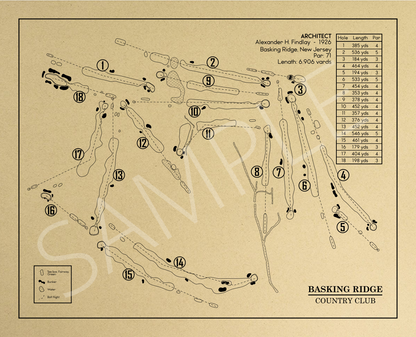 Basking Ridge Country Club Outline (Print)