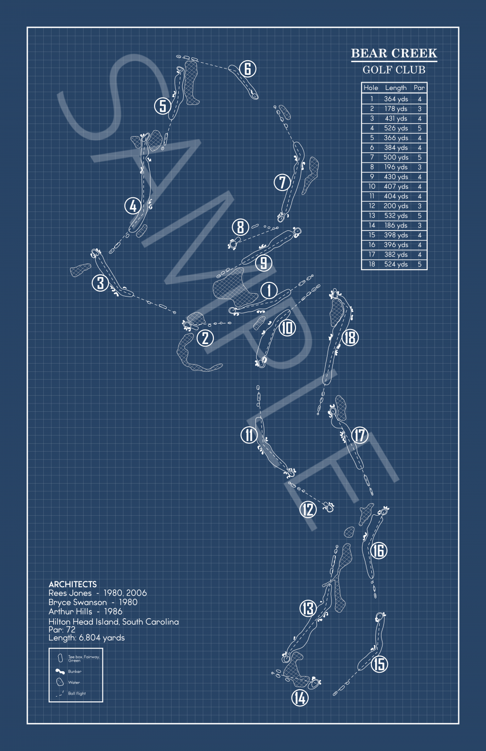 Bear Creek Golf Club Blueprint (Print)