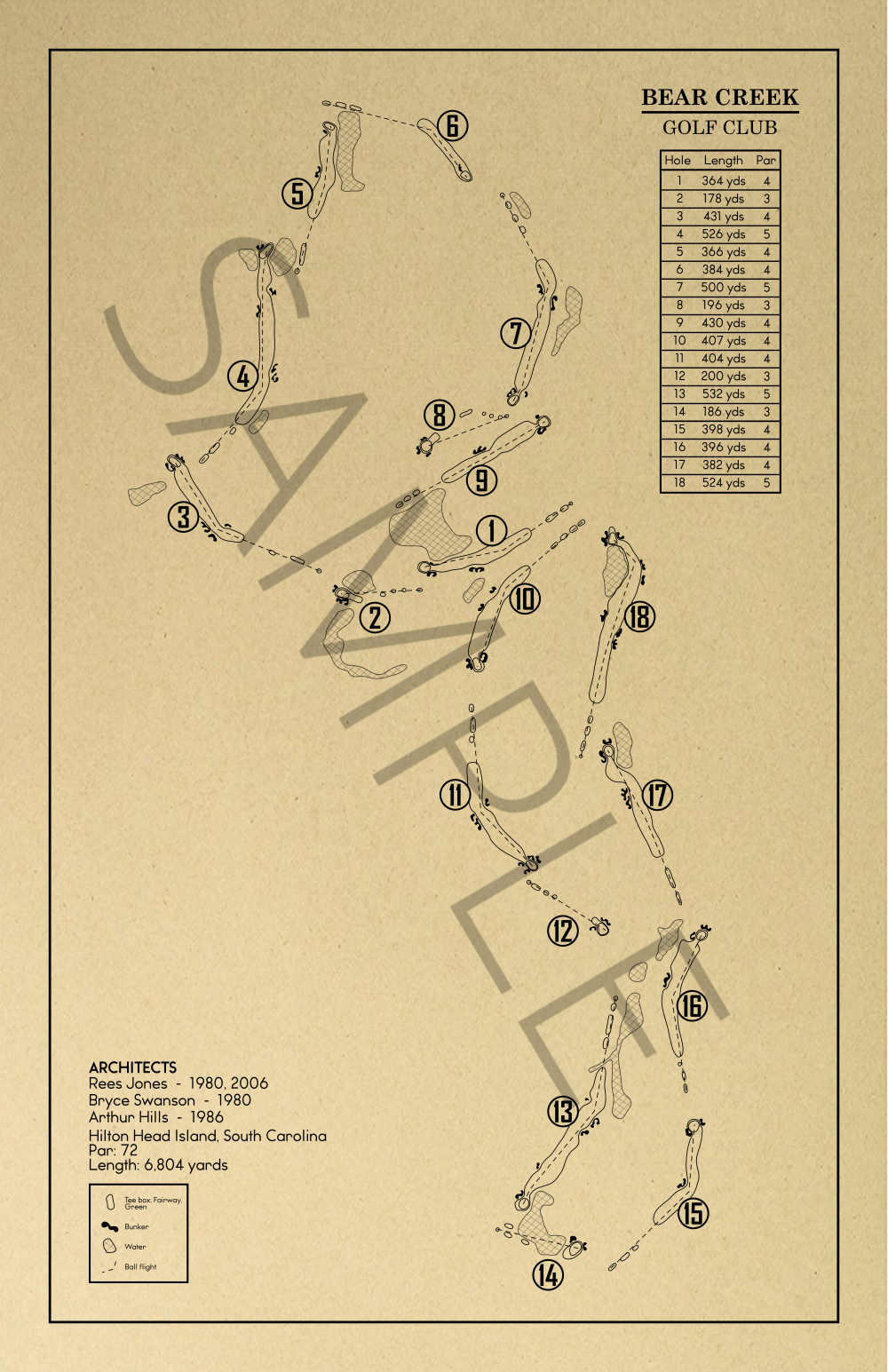 Bear Creek Golf Club Outline (Print)